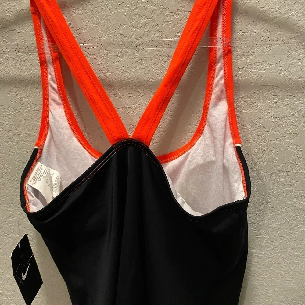 Nike Women's Orange and Black Swimsuit tankini top